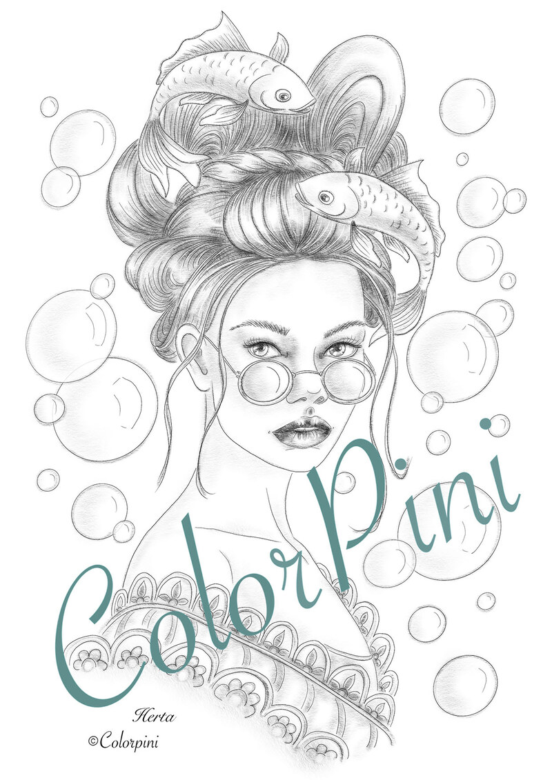 Herta grayscale coloring page sample